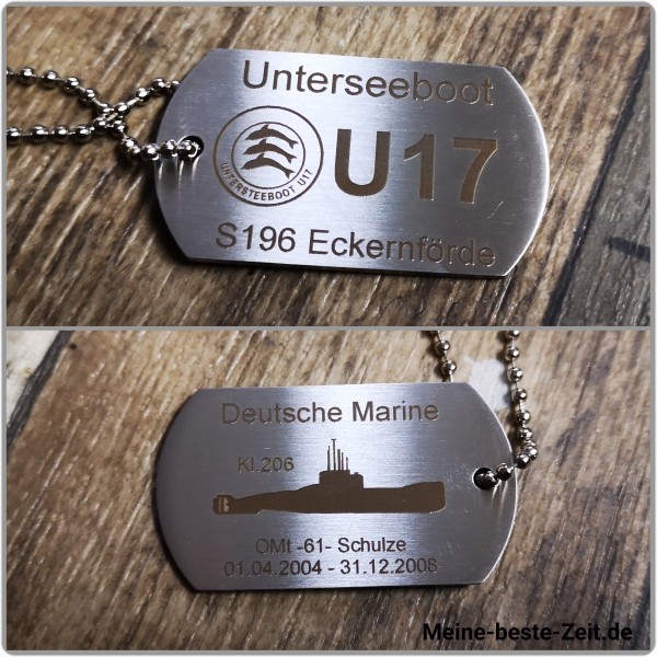 UBOOTKLASSE 206 - Schlüsselanhänger, Dogtag - Edelstahl