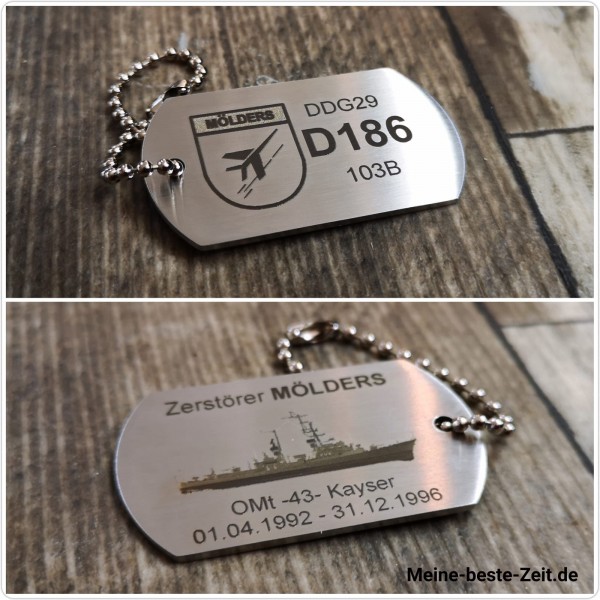 D186 ZERSTÖRER MÖLDERS Schlüsselanhänger, Dogtag - Edelstahl, PERSONALISIERT