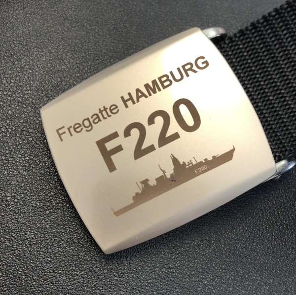 F220 Fregatte Hamburg - Gürtel aus Canvas mit Koppelschloss und Lasergravur