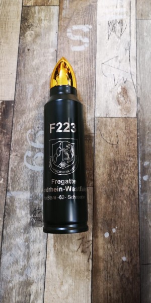 F223 - FREGATTE NORDRHEIN-WESTFALEN- Thermoskanne 1 Liter mit Wappen , Hullnumber und Namen der Einh
