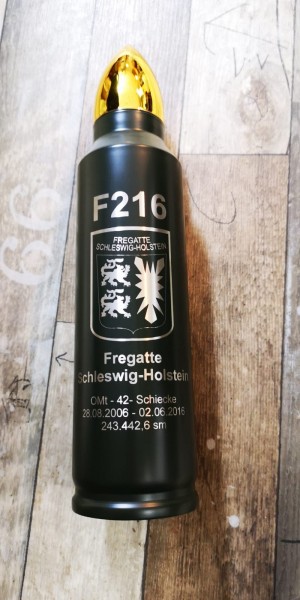 FREGATTE - Thermoskanne 1 Liter mit Wappen , Hullnumber und Namen der Einheit