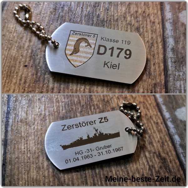 D179- ZERSTÖRER 5 - Z5 - Schlüsselanhänger, Dogtag - Edelstahl, PERSONALISIERT