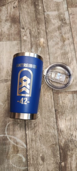 Kaffeebecher "ANTREIBER -42-" mit Dienstgradabzeichen, royalblau