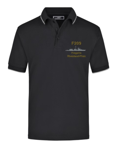 F209 FregatteRHEINLAND-PFALZ Herren Polo-Shirt mit Brust-Bestickung